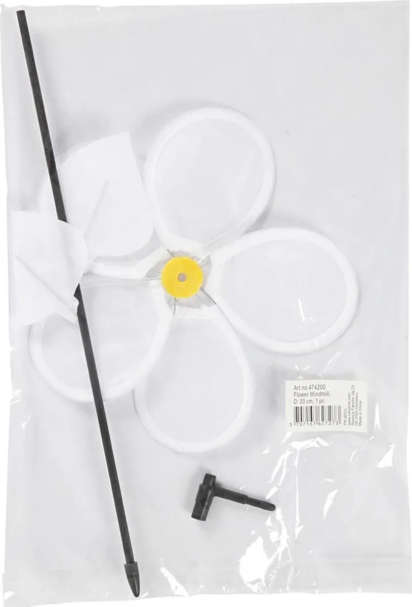Creativ Company Creotime Bloemen Windmolen 32cm - Wit