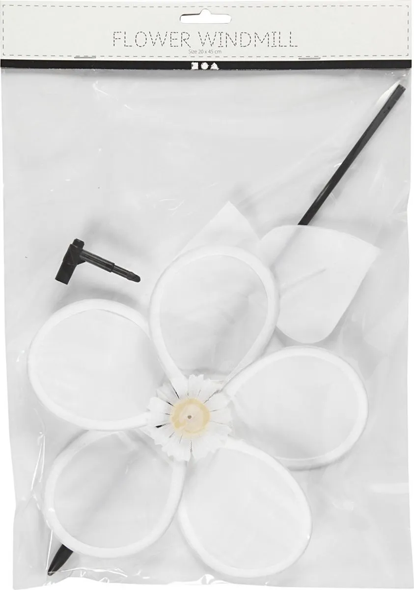 Creativ Company Creotime Bloemen Windmolen 32cm - Wit