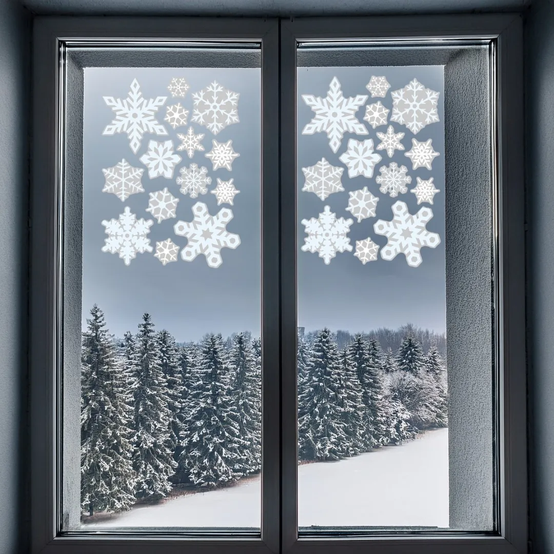 Anna's Collection Kerst Raamstickers Sneeuwvlokken - 34x28cm - Multi