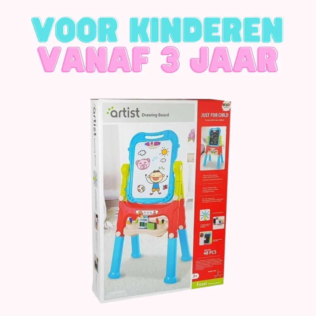 Lean Toys Magnetisch Krijtbord & Whiteboard 360° - Blauw/Rood - Incl. markers & accessoires
