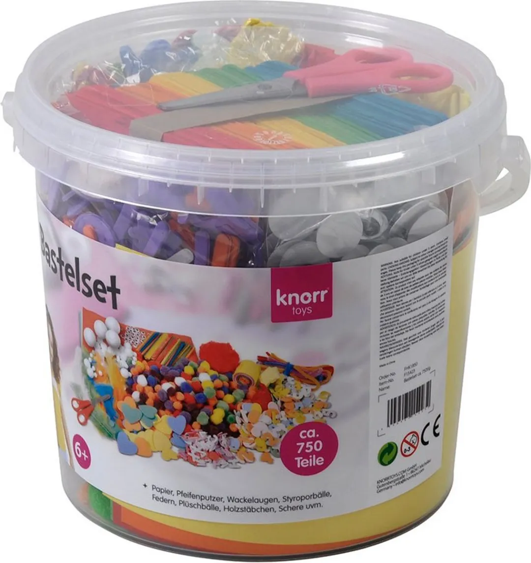 Knorrtoys Creative Bucket Knutseldoos 750-delig - Groen/Geel/Blauw