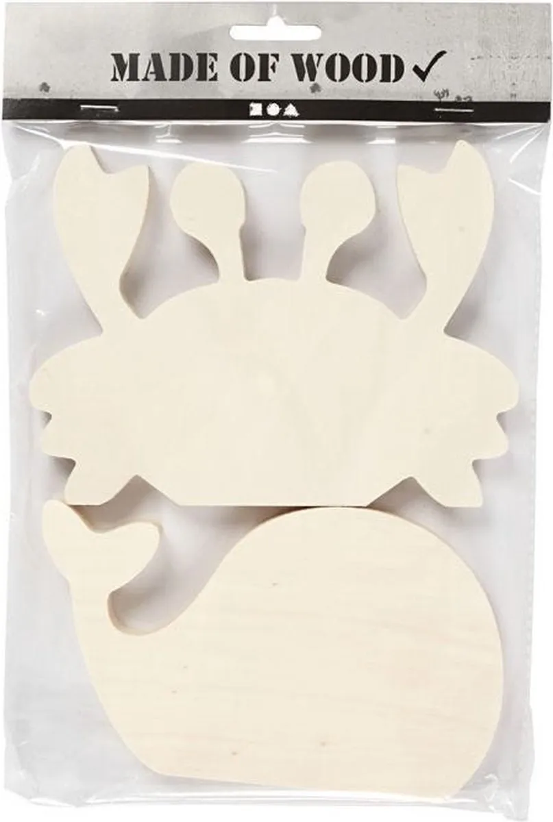 Creativ Company Houten Waterwereld Figuren Krab & Walvis 16x12cm - Multicolor