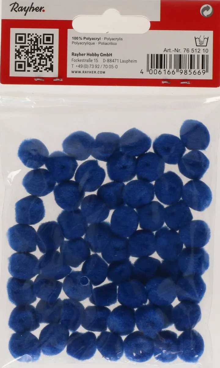 Rayher Knutsel Pompons 15mm - Donkerblauw - 60 Stuks