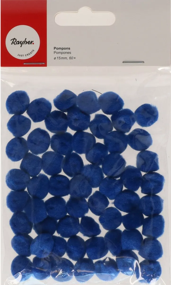 Rayher Knutsel Pompons 15mm - Donkerblauw - 60 Stuks