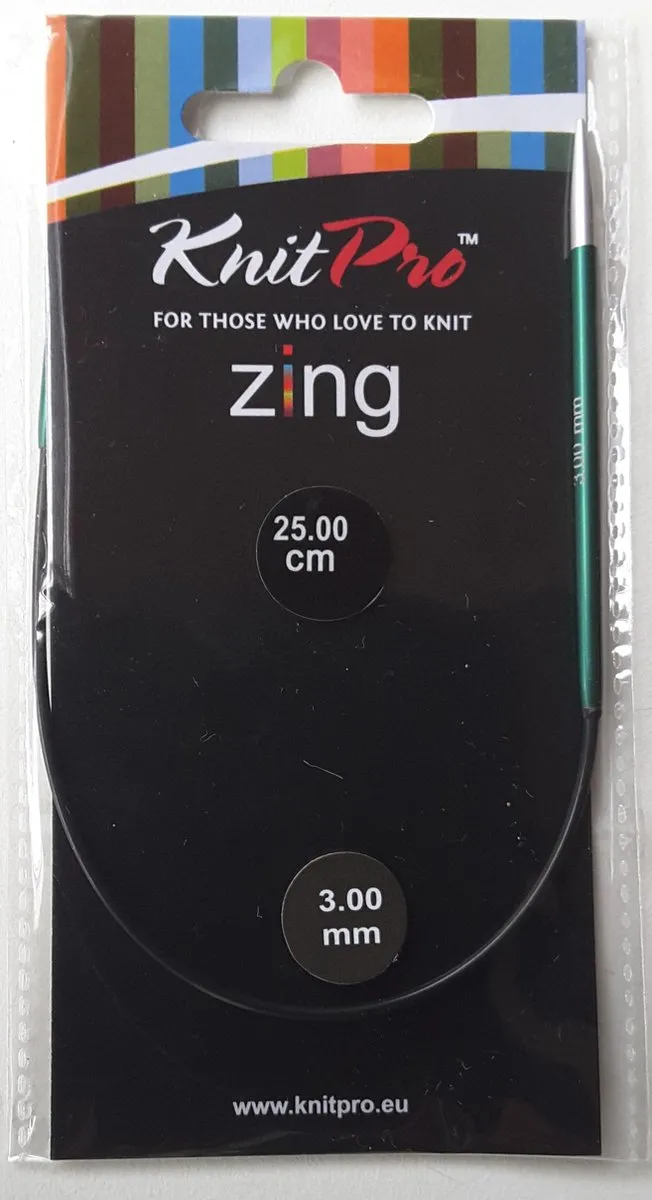 KnitPro Zing Rondbreinaalden 25cm 3mm - Groen