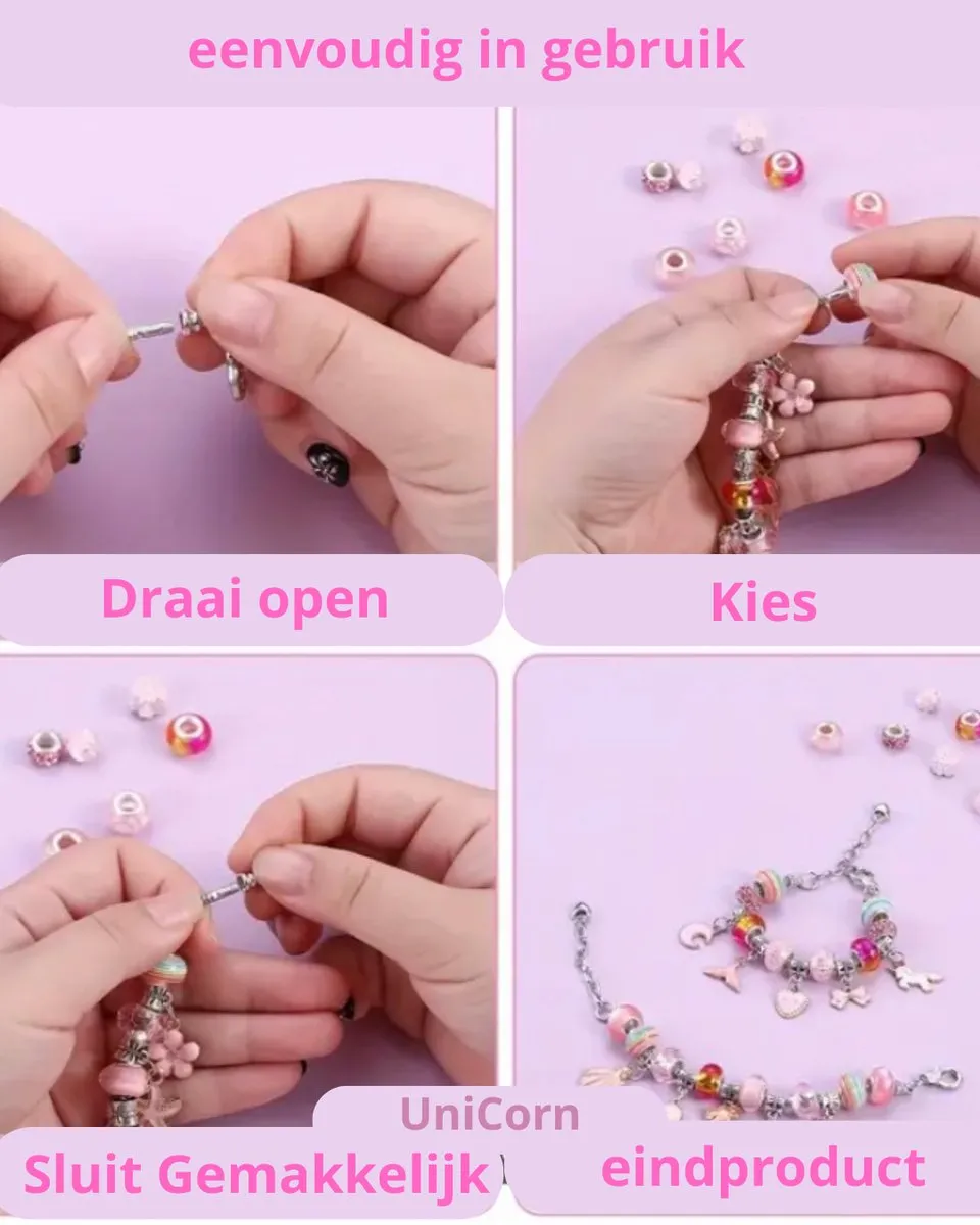 Happy U Kids Unicorn Sieradendoos - Muziekspel - 67 Stuks - Roze