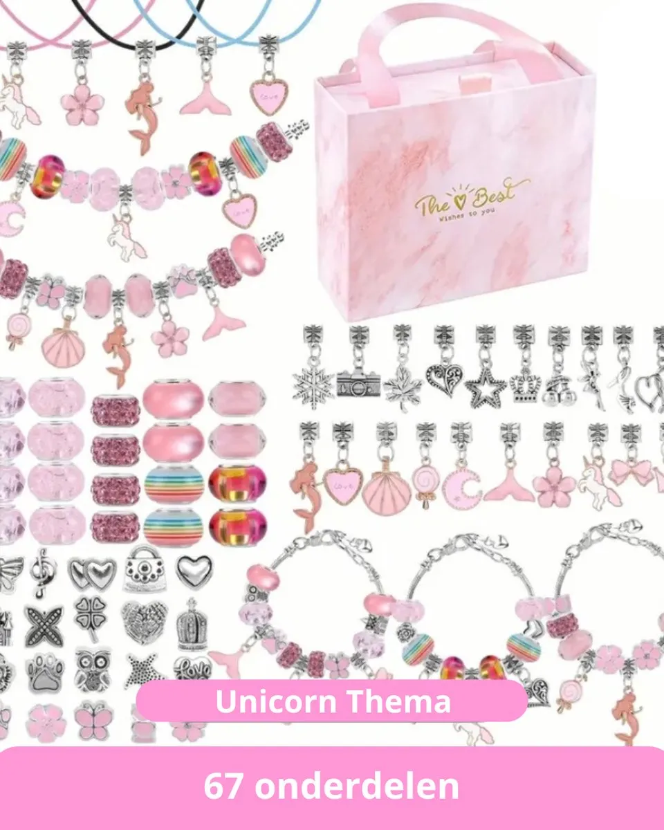 Happy U Kids Unicorn Sieradendoos - Muziekspel - 67 Stuks - Roze