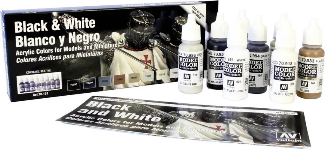 Vallejo Model Color Black & White Verfset - 8x17ml