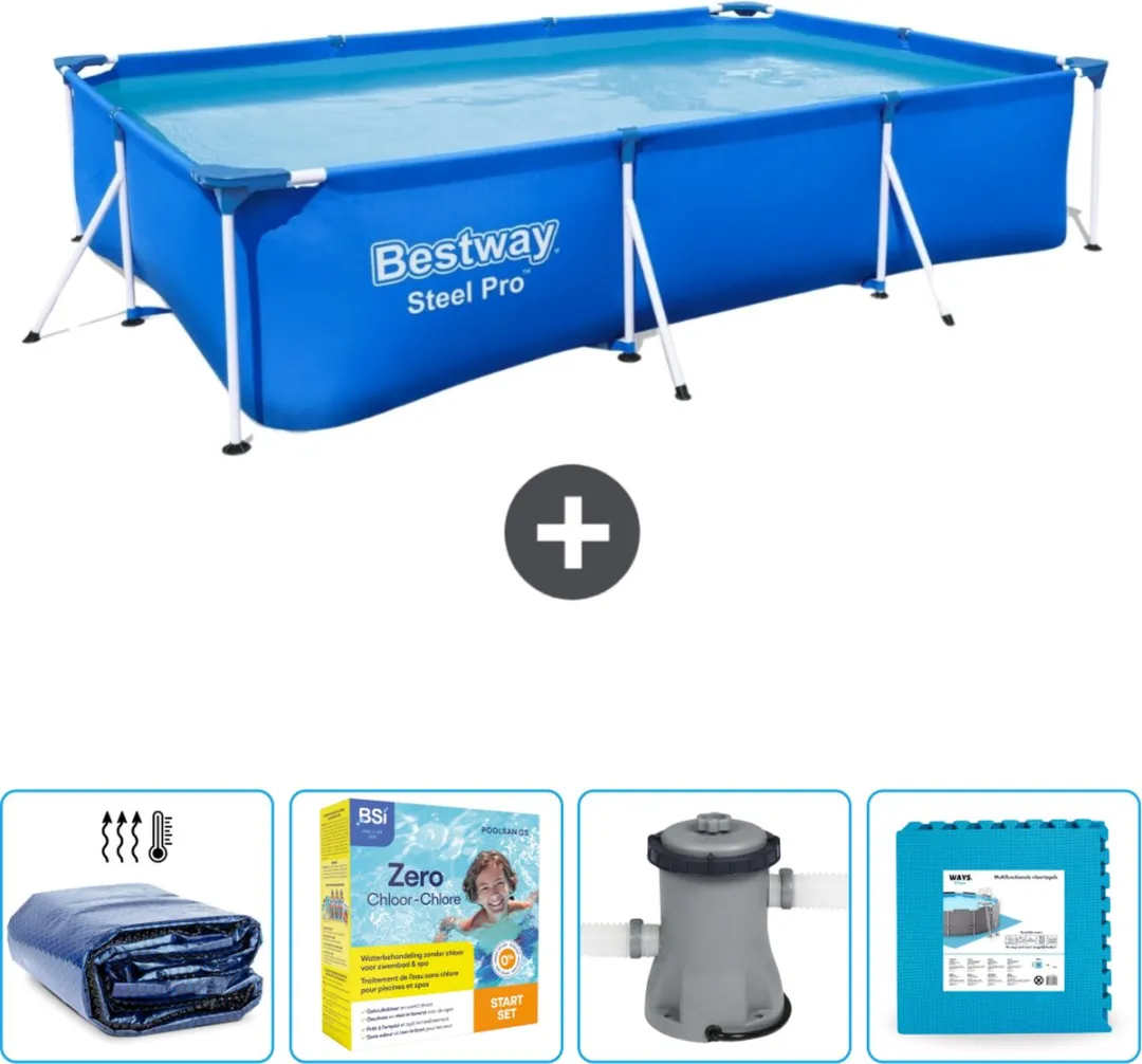 Bestway Steel Pro Zwembad 300x201x66cm Blauw - 3300L