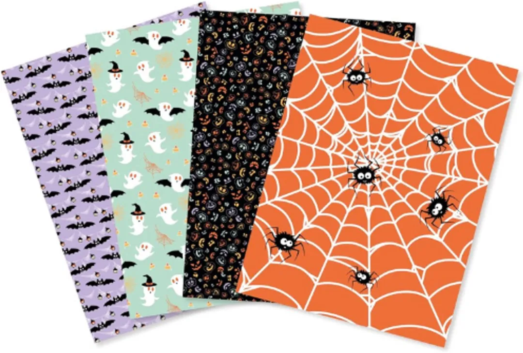 Decopatch Texture Papier Halloween Spookjes Hotfoil - 4 Stuks 30x30cm Multi