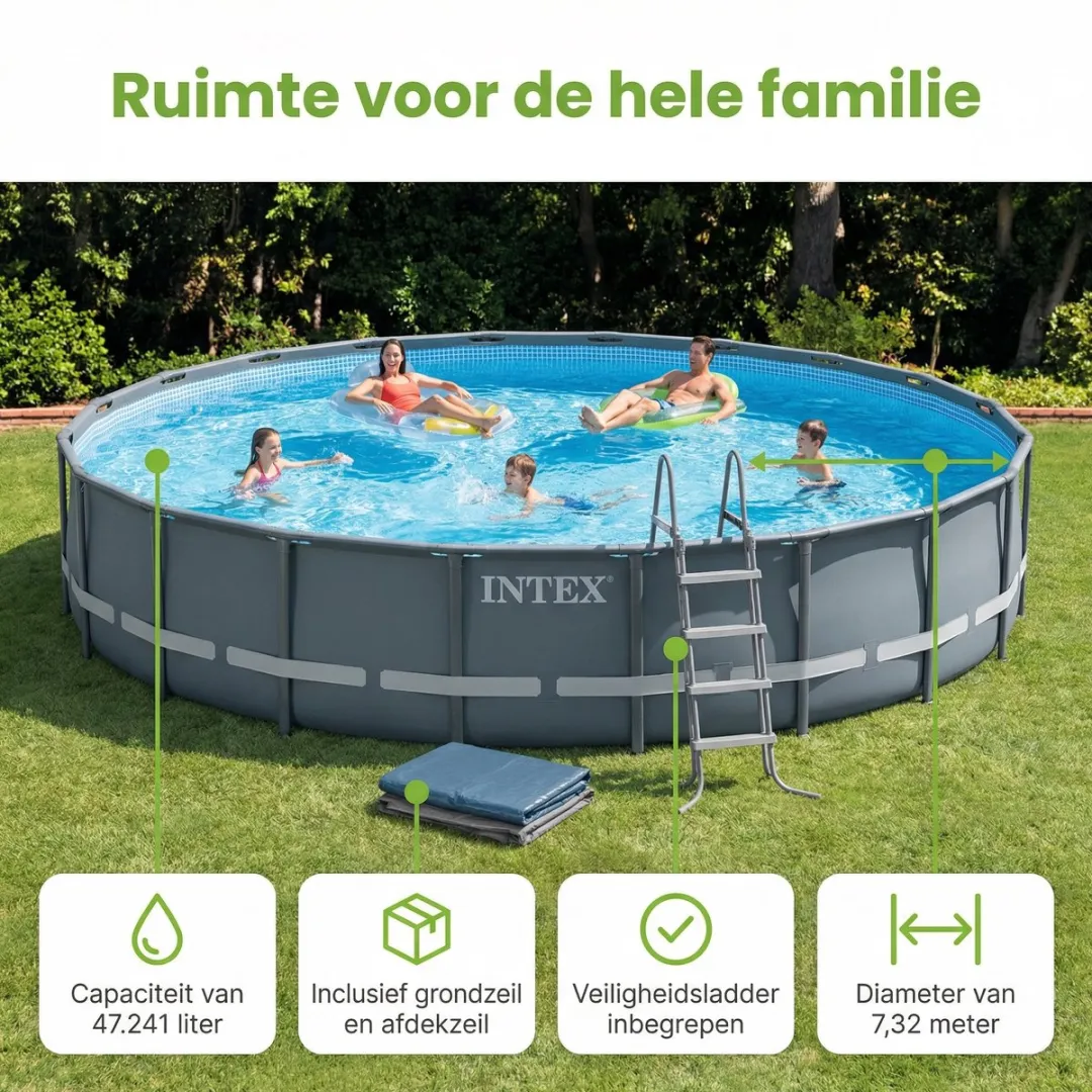 Intex Ultra XTR Frame Zwembad 732x132cm - 9-delig - Grijs