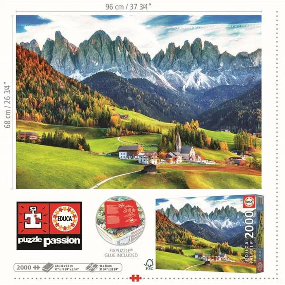 Educa Herfst in de Dolomieten Puzzel 2000 Stuks - ED19566