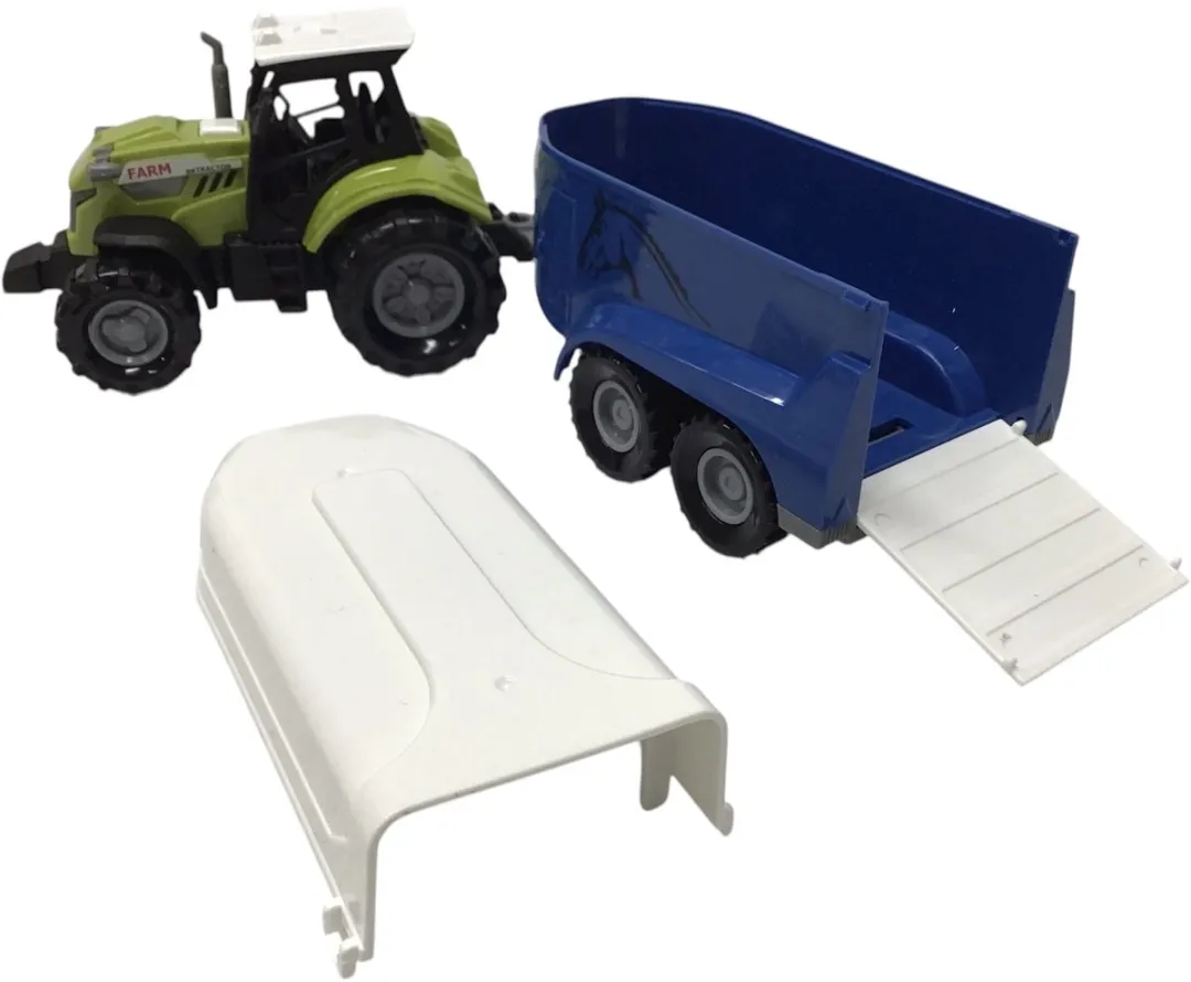 Ruby Toys VROOM Farm Truck Tractor met Paardenaanhanger 23cm - Blauw