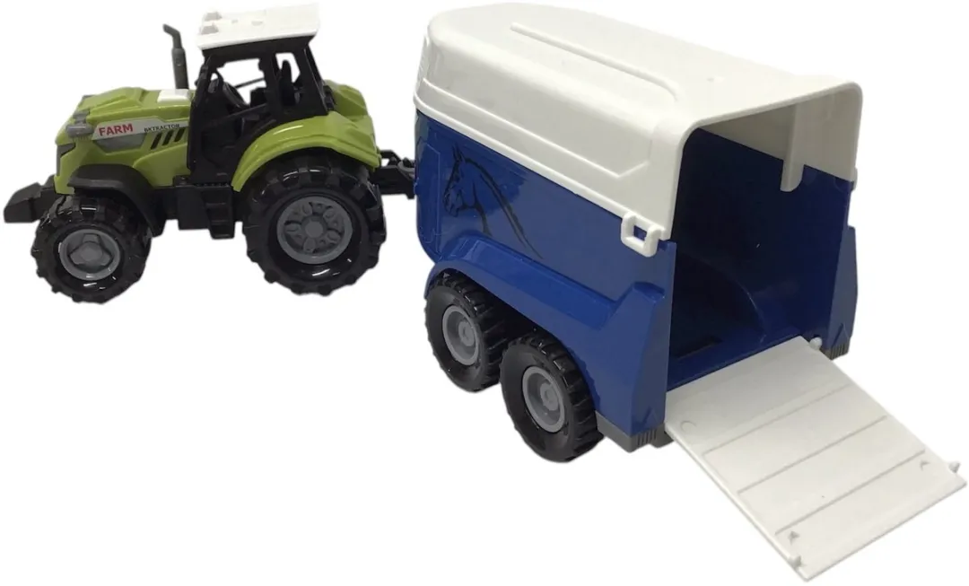 Ruby Toys VROOM Farm Truck Tractor met Paardenaanhanger 23cm - Blauw