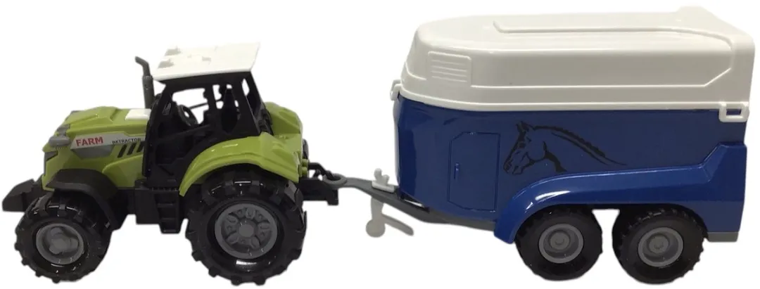 Ruby Toys VROOM Farm Truck Tractor met Paardenaanhanger 23cm - Blauw