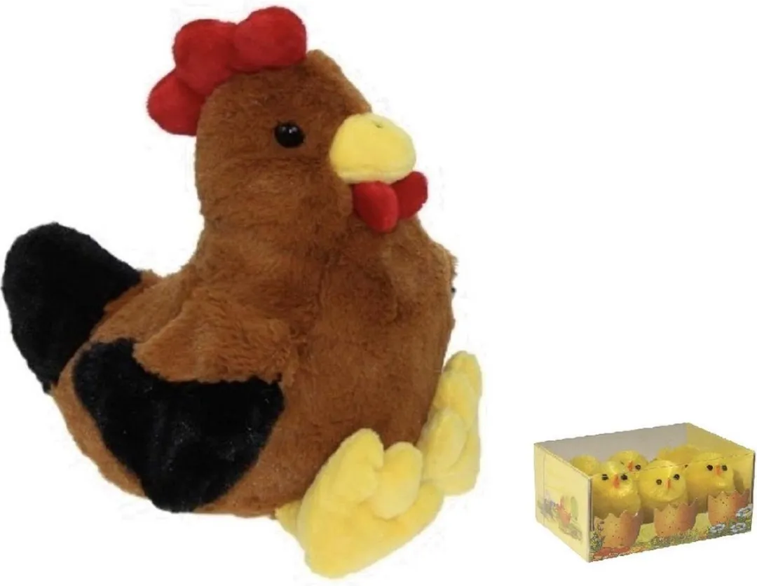 Decoris Pluche Bruine Kippen Knuffel