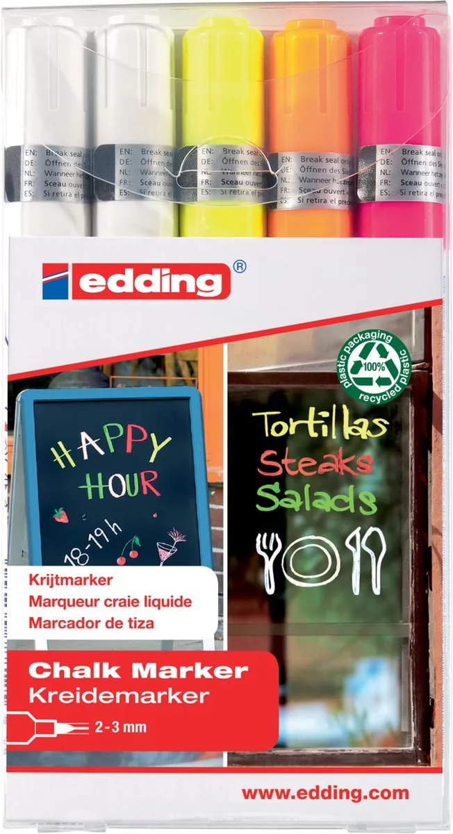 edding 4095 Krijtstiften - 5 Stuks - Assorti - afbeelding 6 van 6
