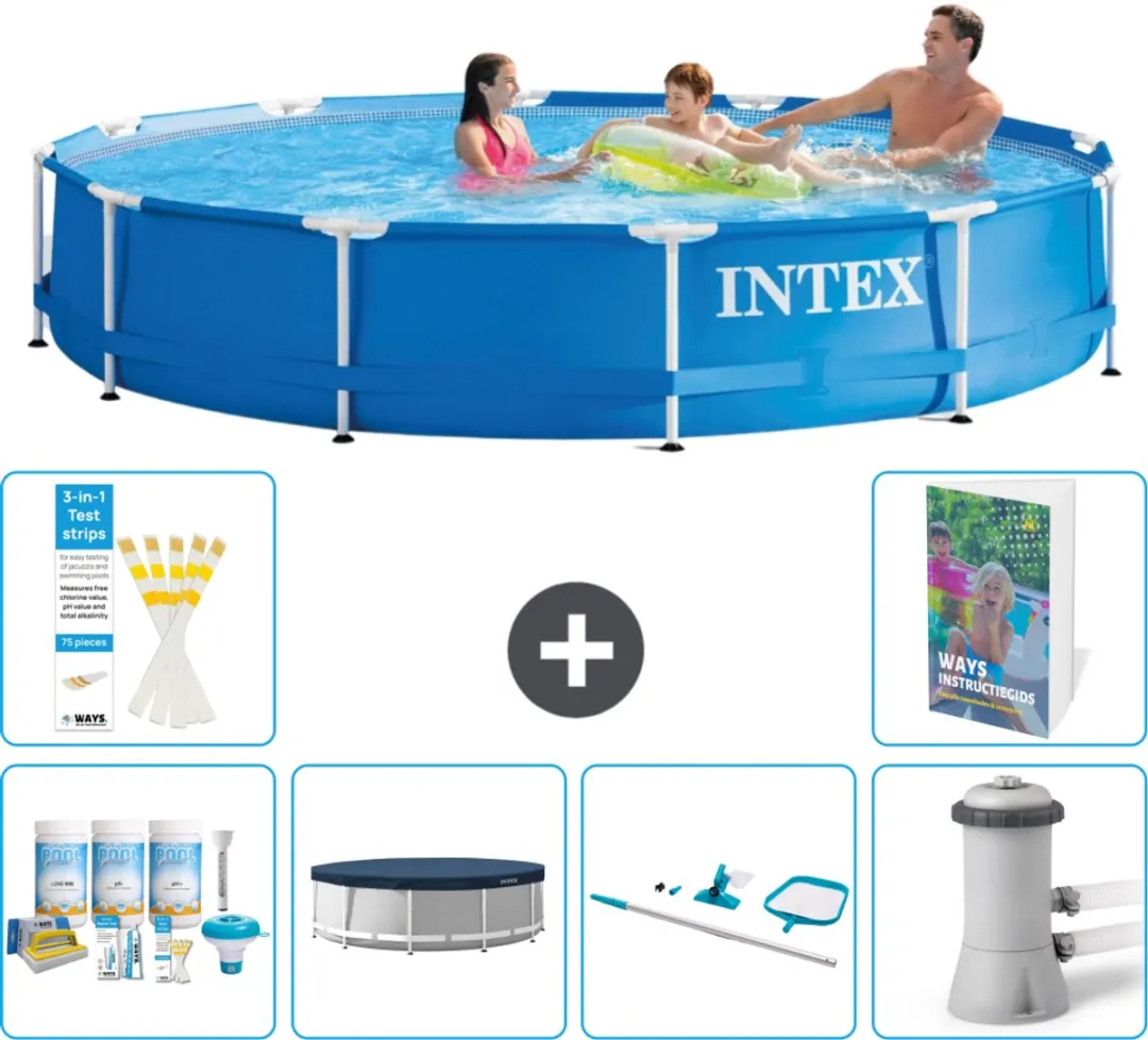 Intex 28210NP-Blauw Rond Frame Zwembad 366x76cm