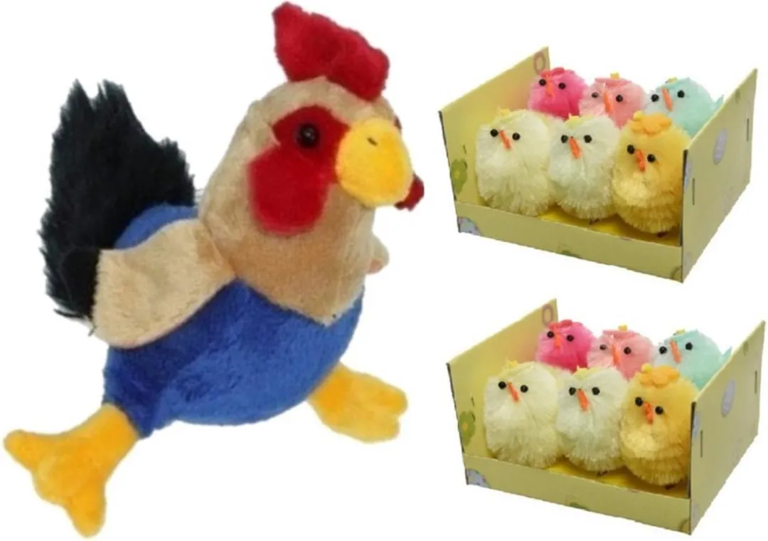 Decoris Pluche Kippen/Hanen Knuffel 20cm