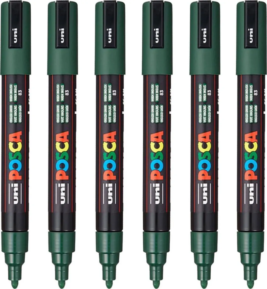 Posca PC-5M Medium Tip Verfstiften - Donkergroen - 6 Stuks