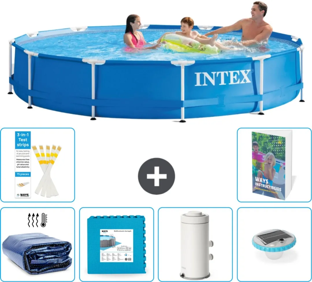 Intex 28210NP-Blauw Rond Frame Zwembad 366x76cm