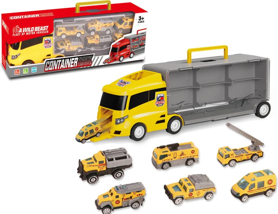 Donny Toys Transporter Vrachtwagen Set 6-delig - 36.4cm - Geel