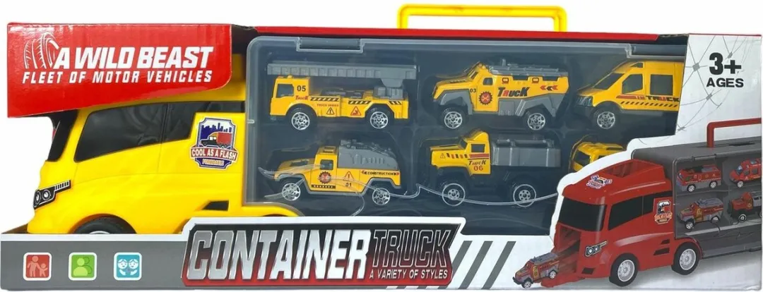 Donny Toys Transporter Vrachtwagen Set 6-delig - 36.4cm - Geel