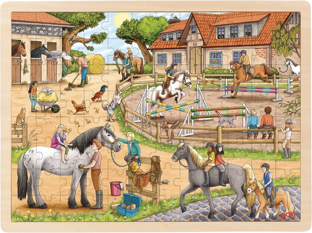 Goki Paardrijstal Puzzle 96 Stuks