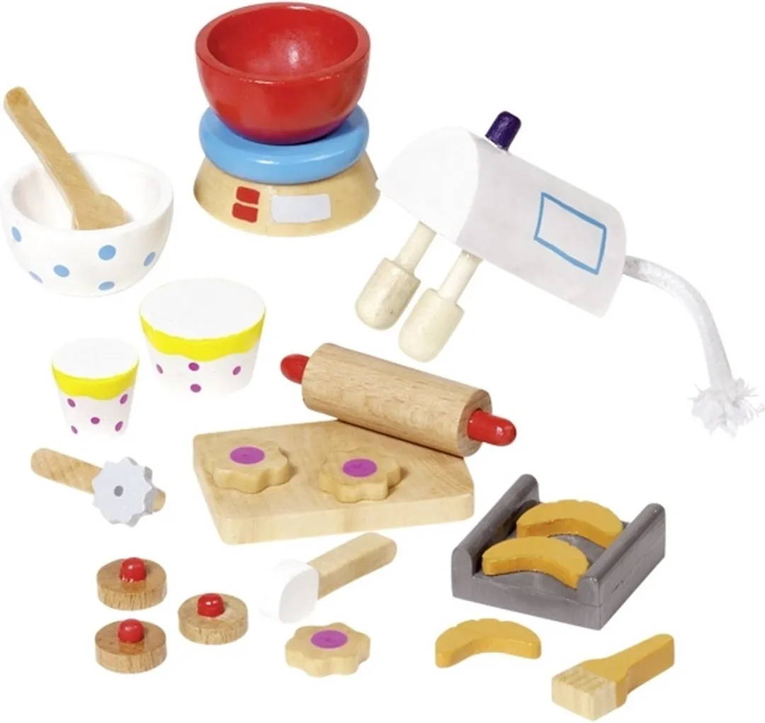 Goki Houten Poppenhuis Bak Accessoires 22-delig - Multi