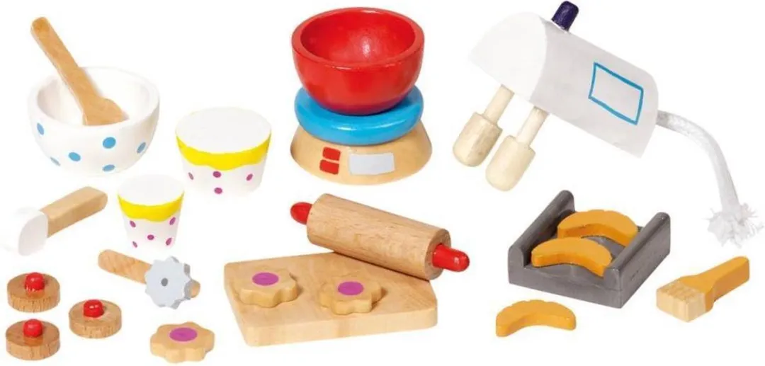 Goki Houten Poppenhuis Bak Accessoires 22-delig