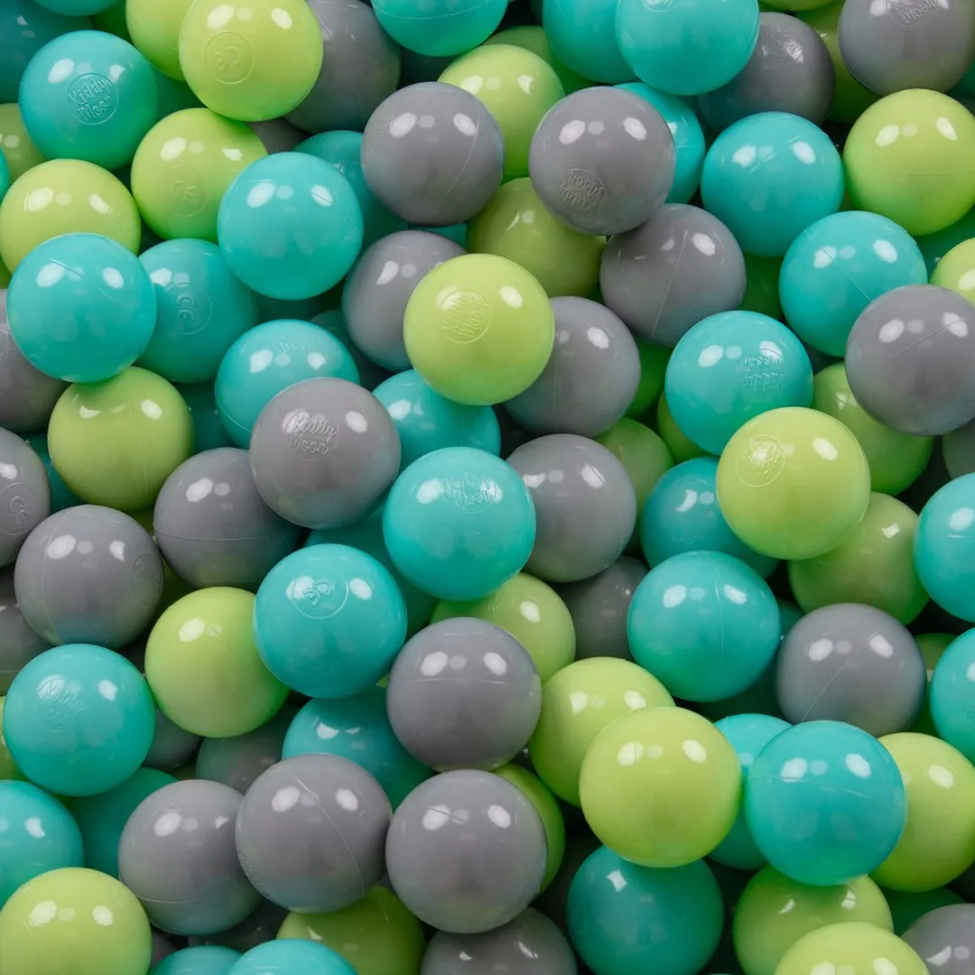 KiddyMoon Kinderballen 300 Stuks ∅7cm - Lichtgroen/Turquoise/Grijs