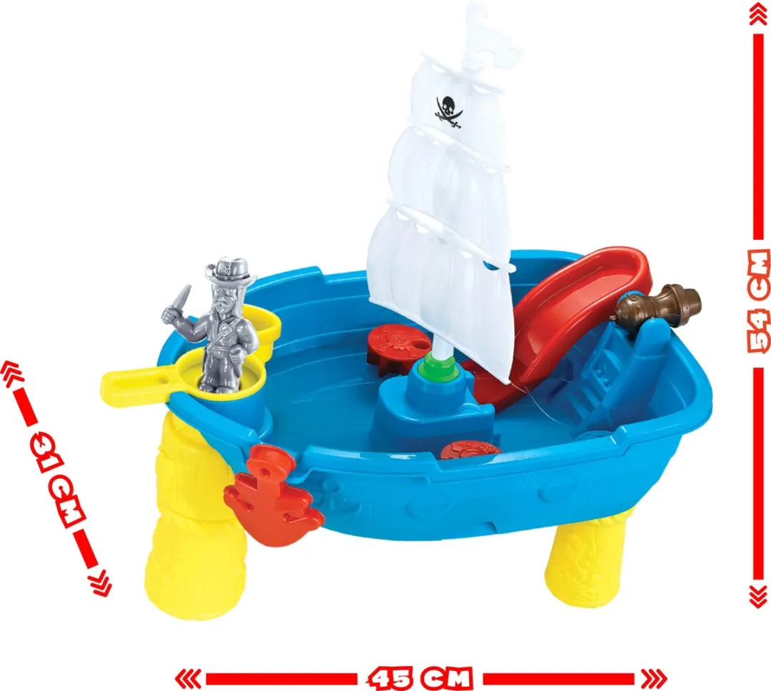 Eddy Toys Piraten Zand- en Watertafel - 54x45x31cm - 12 Accessoires