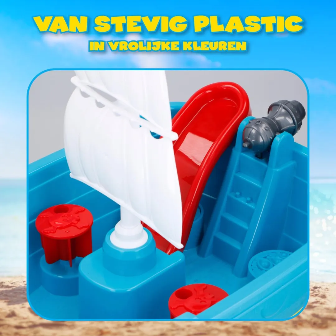 Eddy Toys Piraten Zand- en Watertafel - 54x45x31cm - 12 Accessoires
