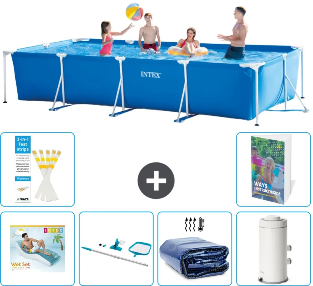 Intex 28273NP-Blauw Rechthoekig Frame Zwembad 450x220x84cm