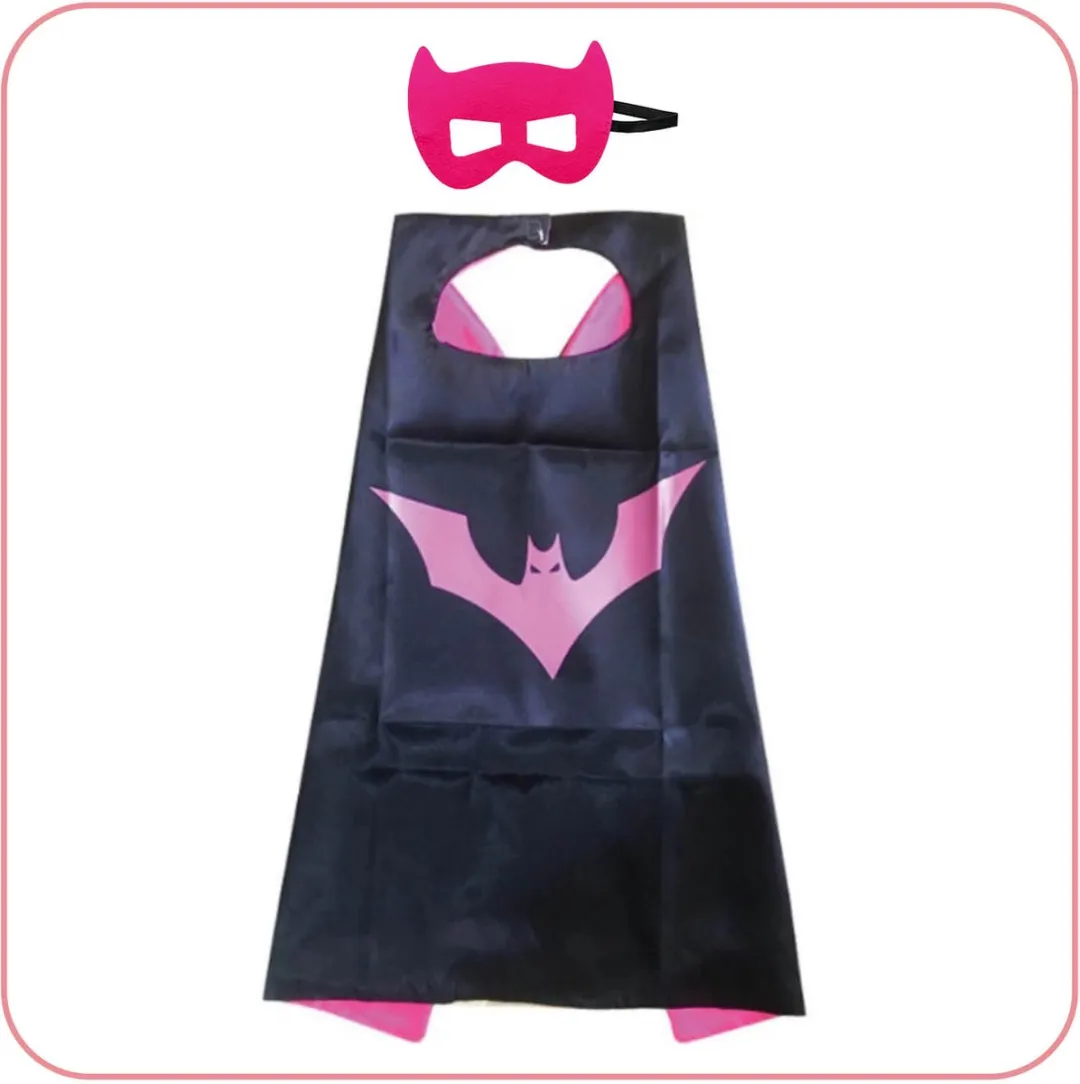 Jobber Toys Batman/Batgirl Cape & Masker - 3-7 jaar - Zwart/Roze