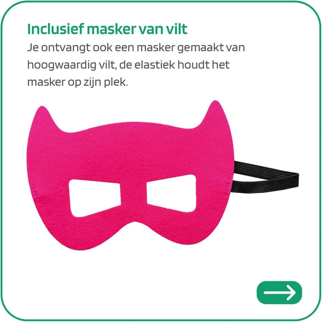 Jobber Toys Batman/Batgirl Cape & Masker - 3-7 jaar - Zwart/Roze