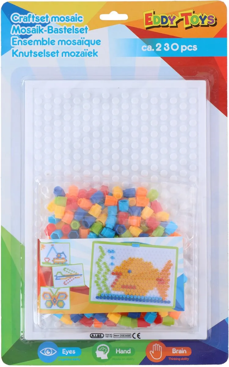 Eddy Toys Insteekmozaïek Knutselpakket 230 Stuks - Multikleur
