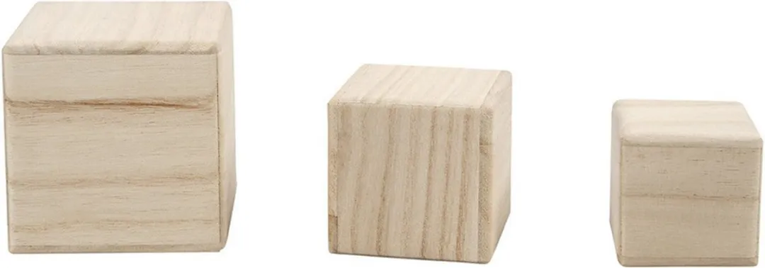 Folia Hobby Knutsel Kubussen Hout - 3 Stuks - Beige