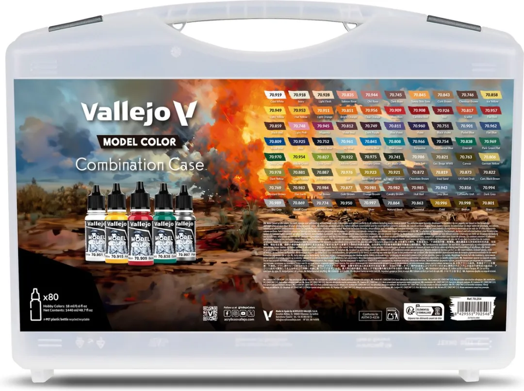 Vallejo Hobbyverf Acrylverf Combinatie Koffer 80x18ml