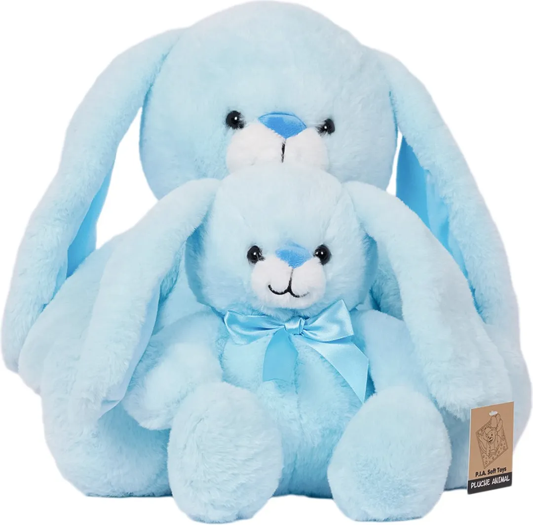 PIA Soft Toys Kyra Konijn Pluche - Blauw - 2 Stuks