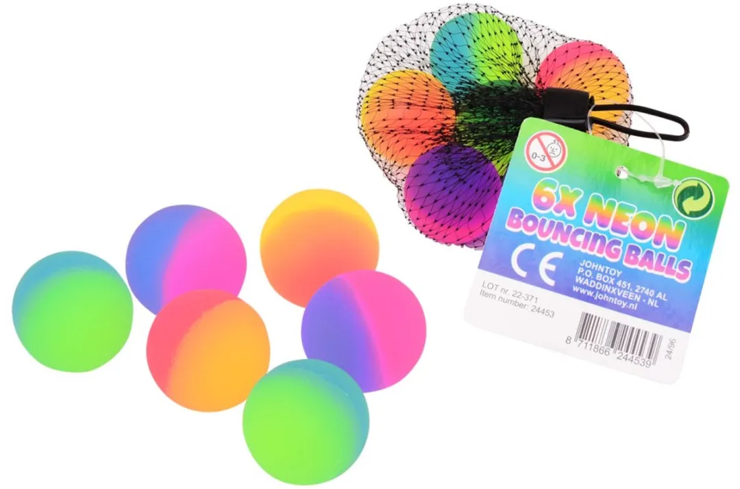 Johntoy Neon Stuiterballen 6 Stuks
