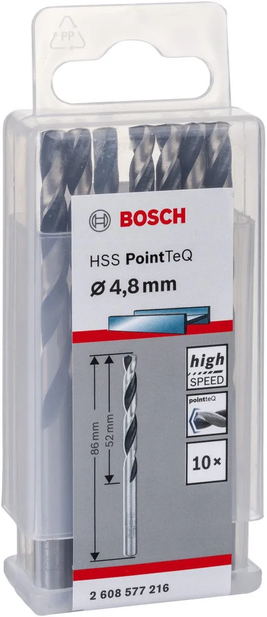 Bosch HSS PointTeQ DIN 338 4.8x52x86mm - 10 Stuks