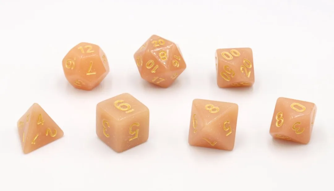 HOT Games Dobbelstenen Set Pastel Perzik 7 Stuks