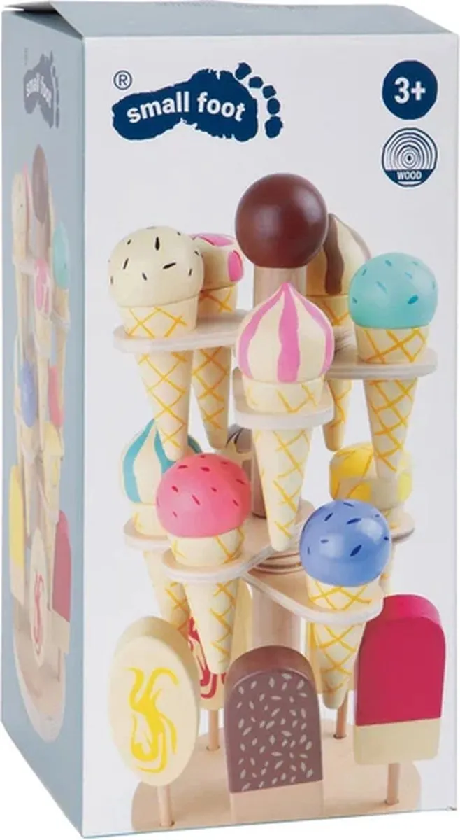 Small Foot Houten Speeleten IJsjes op Stand - 16 Stuks
