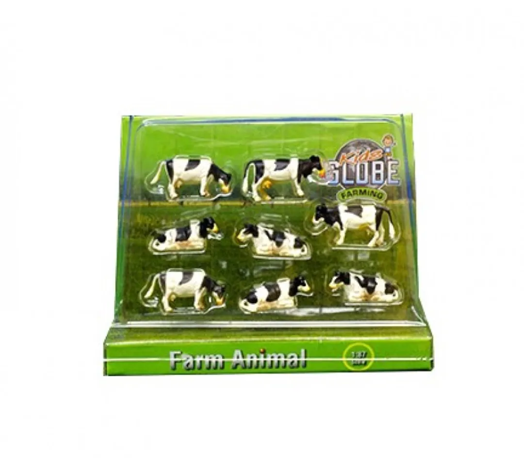 Kids Globe Koeien 1:87 - 8 Stuks - Zwart/Wit - afbeelding 6 van 6