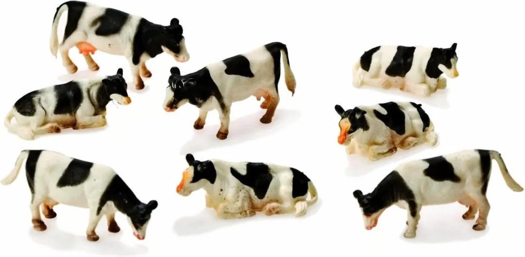 Kids Globe Koeien 1:87 - 8 Stuks - Zwart/Wit