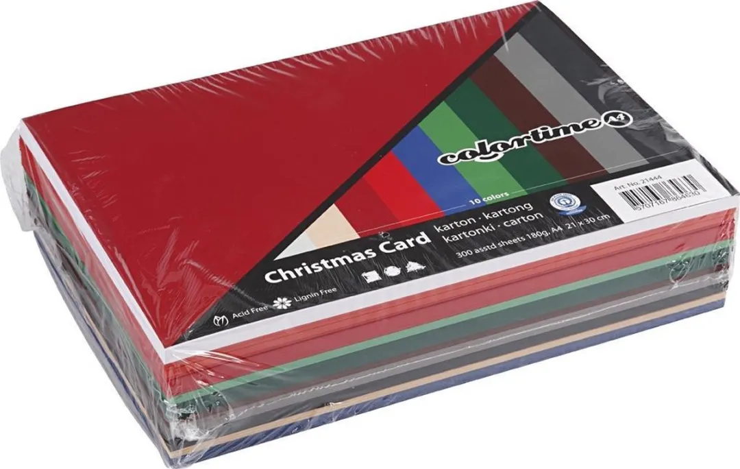 Colortime Kerst Karton A4 180gr - 300 Vellen Multicolor