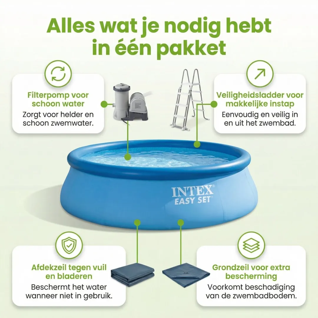 Intex Easy Set Zwembad 457x107cm - Blauw - 9-delig