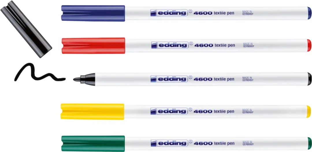 edding 4600 Textielstiften - 5 Stuks - Basiskleuren - Ronde punt 1mm
