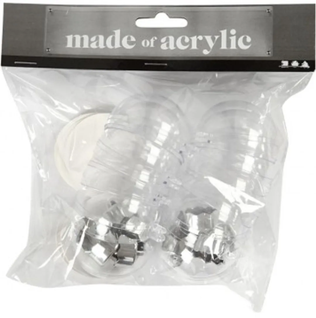 Creativ Company Acryl Ballen 2-delig Ø5cm - Transparant - 10 Stuks